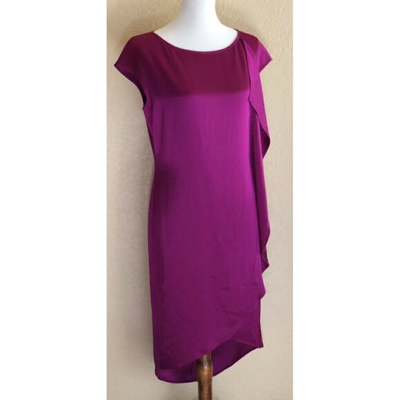 St. John Collection Womens Boat Neck Ruffle Hi-Lo Satin Dress Size 6 $995 - Picture 8 of 12